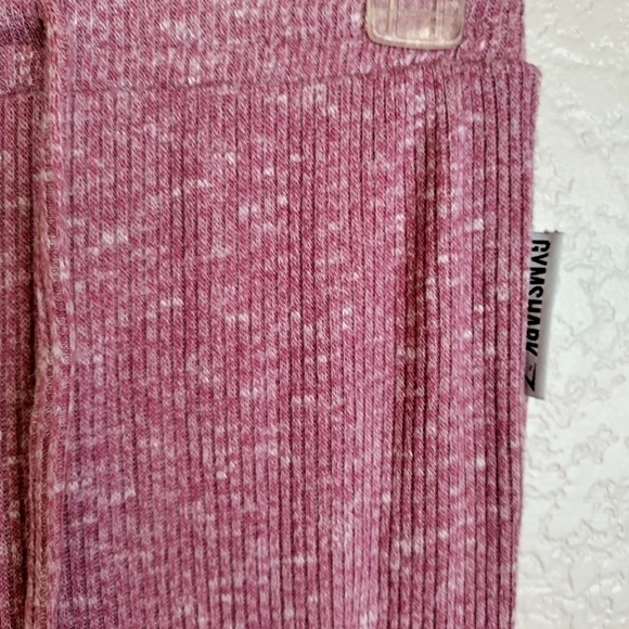 Gymshark Womens Slounge Ribbed Leggings Joggers Small S Hi Rise Deep Plum Marl S - Picture 3 of 7